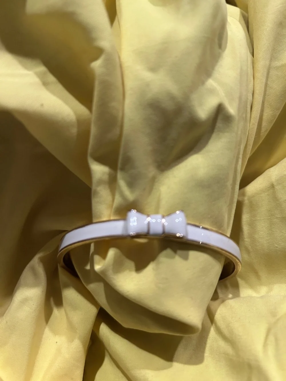 kate spade Gold Tone Engraved Slim Bangle quite luxury dainty bow gift idea - Picture 1 of 7